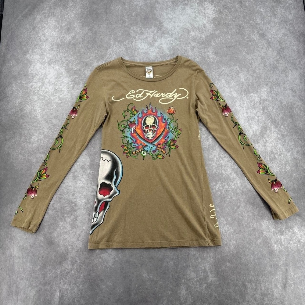 Ed Hardy Graphic Long Sleeve / Mini Dress Size L